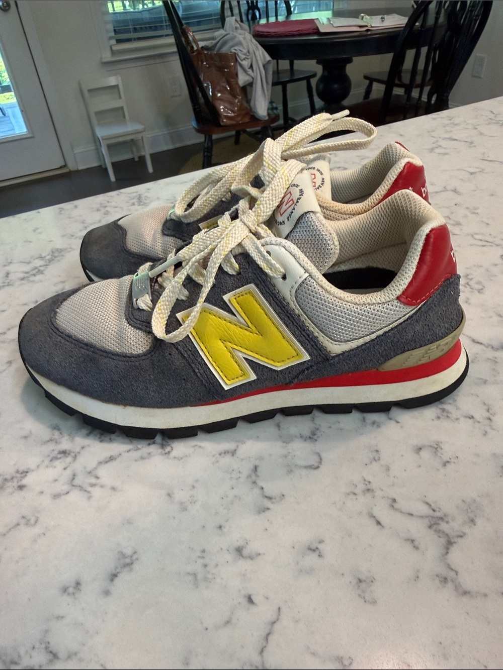 New Balance Kids Gray, Yellow & Red Casual Sneakers